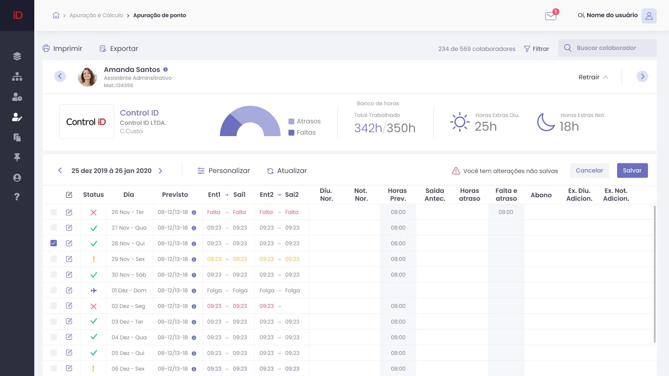 Espelho de ponto online no sistema RHiD